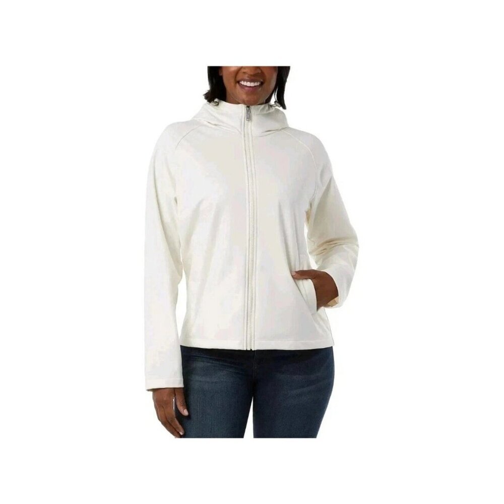 NWOT 32 Degrees Heat Women's L Beige Hooded Zip-Up Soft shell Windbreaker